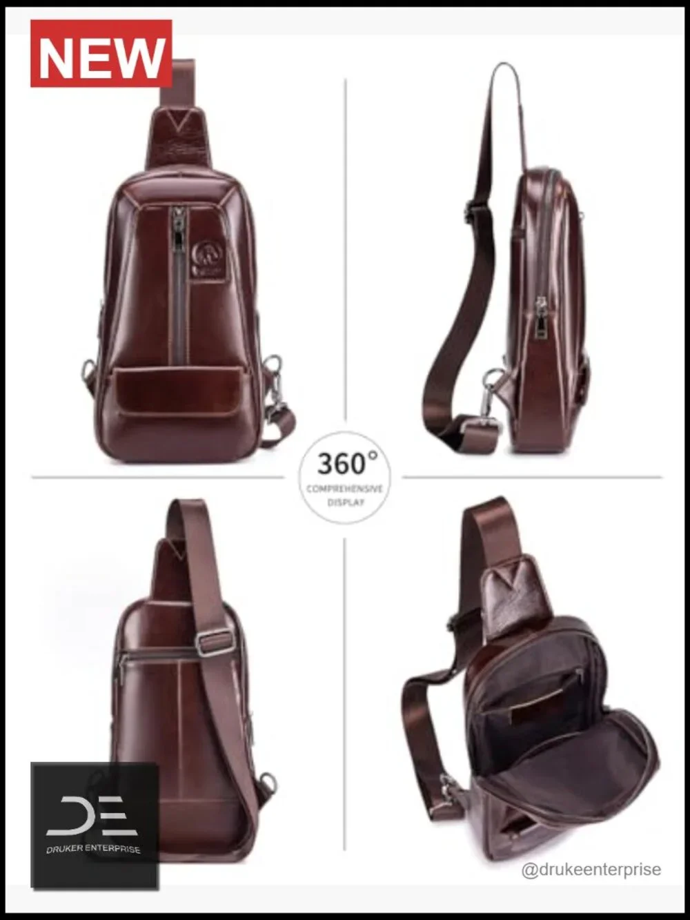Vintage Oil-Waxed Leather Sling Bag Crossbody Shoulder Backpack for Men